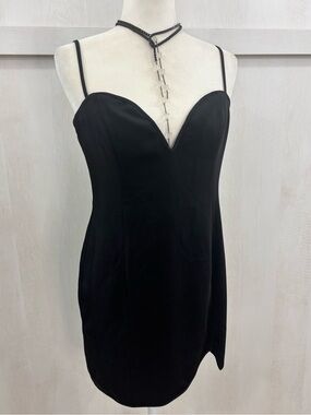 NWT NBD Cocktail Dress in Black With Side Slit Adjustable Spaghetti Strap- Med